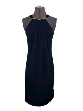Michael Kors Black Halter Mini Dress with Gold Accent